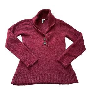 WOOBY red sweater, Wool Blend, 1/3 button up, size medium